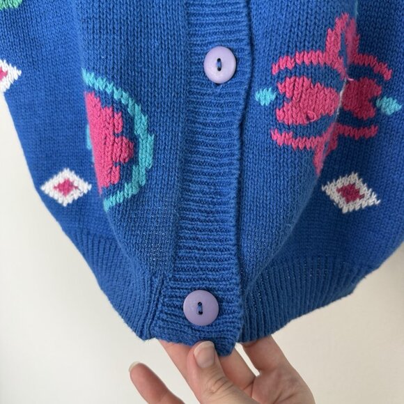 Vintage 90s Northern‎ Isles Hand Embroidered Cardigan Womens Size Medium Coastal - Picture 3 of 8